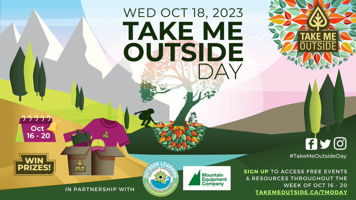 YES!   Head outside Oct 16-20 &amp; discover the amazing learning that happens beyond the 4 walls of a classroom. Reg today &amp; share! Speakers, activities &amp; awesome prizes! Something for everyone- are you IN to get OUT?
<a href="/takemeoutside/">Take Me Outside</a>
#TakeMeOutsideDay #imaginED #walkingcurriculum