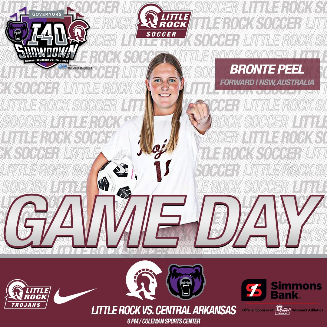 The first match of the Governor's I-40 Showdown

🆚 Central Arkansas
🕰️ 6 pm
📍 Coleman Sports Complex
🎥 ESPN+

#LittleRocksTeam