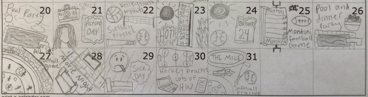 yorkart2111's tweet image. The calendar page "bell ringer" has really been a success to get this school year started. August is over and September begins tomorrow. Can't wait to see the development over the next 4 weeks! #middleschoolart #bellringer #arteducation #K12ArtChat #arted