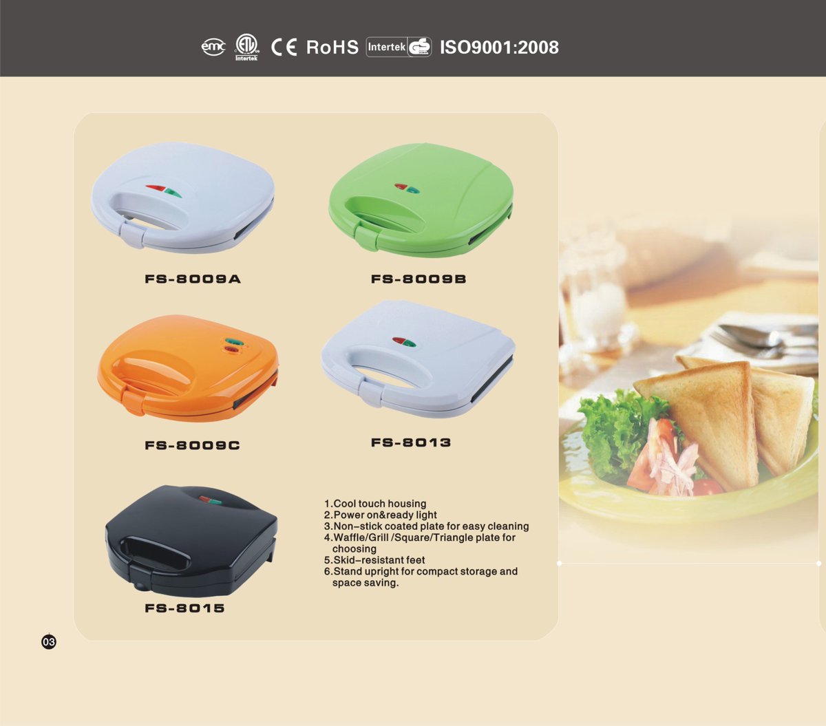 Mutifunctional functional Sandwich makers with CE ROHS REACH
wechat:jinluohome
whatsapp/wechat:0086-13636548515
Skype:tony.jinluo