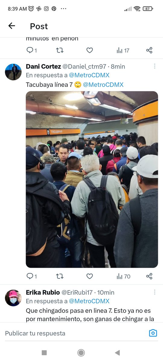 Pimegal14's tweet photo. @telediario  el @MetroCDMX miente con sus tiempos de espera, llevo 20 minutos esperando a que pase un tren en San Joaquín de la línea 7. https://t.co/up2K28VdTv