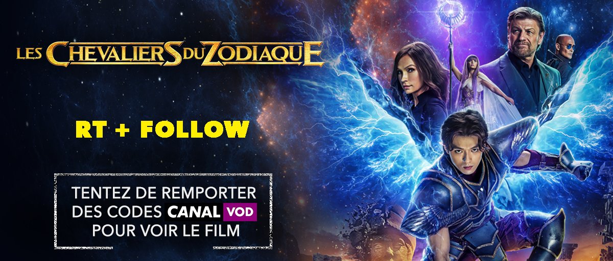 SonyPicsHomeFr's tweet photo. À l'occasion de la sortie de #LesChevaliersDuZodiaque en VOD, tentez de remporter des codes CANAL VOD pour voir le film :
👉RT + Follow @SPHEFR 
Concours valable uniquement en France Métropolitaine. TAS le 07/09. https://t.co/BU9lPjG6lS