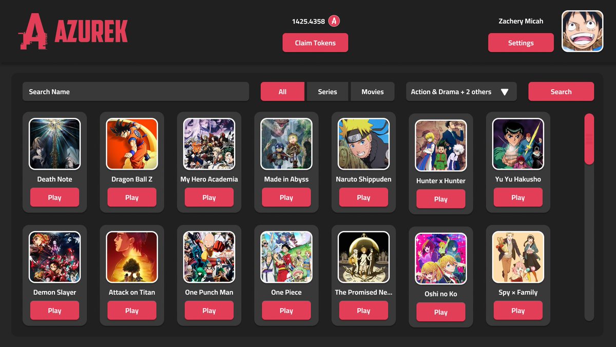 real_azurek's tweet photo. 👀This is how our ANIME STREAMING APP will look like. Earn while watching your favorite anime! 

❤️FOLLOW and LIKE for more updates.

#azurek #anime #cryptocurrencies #Ethereum #CRYPTONEWS #deathnote #dragonballz #MyHeroAcademia #HunterXHunter #OnePunchMan #OnePiece #SPYfamily https://t.co/d62o2zIqvk