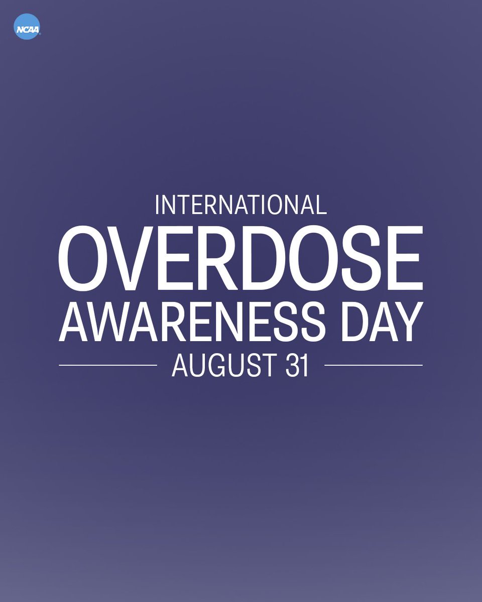 NCAA's tweet photo. International Overdose Awareness Day

We stand together to recognize the often unnoticed champions in the battle against overdose. DYK Naloxone is a safe, legal medication that can reverse an opioid overdose. Learn how to use it, and carry it with you.

#WeSeeYou | https://t.co/9rHsy8WLgY
