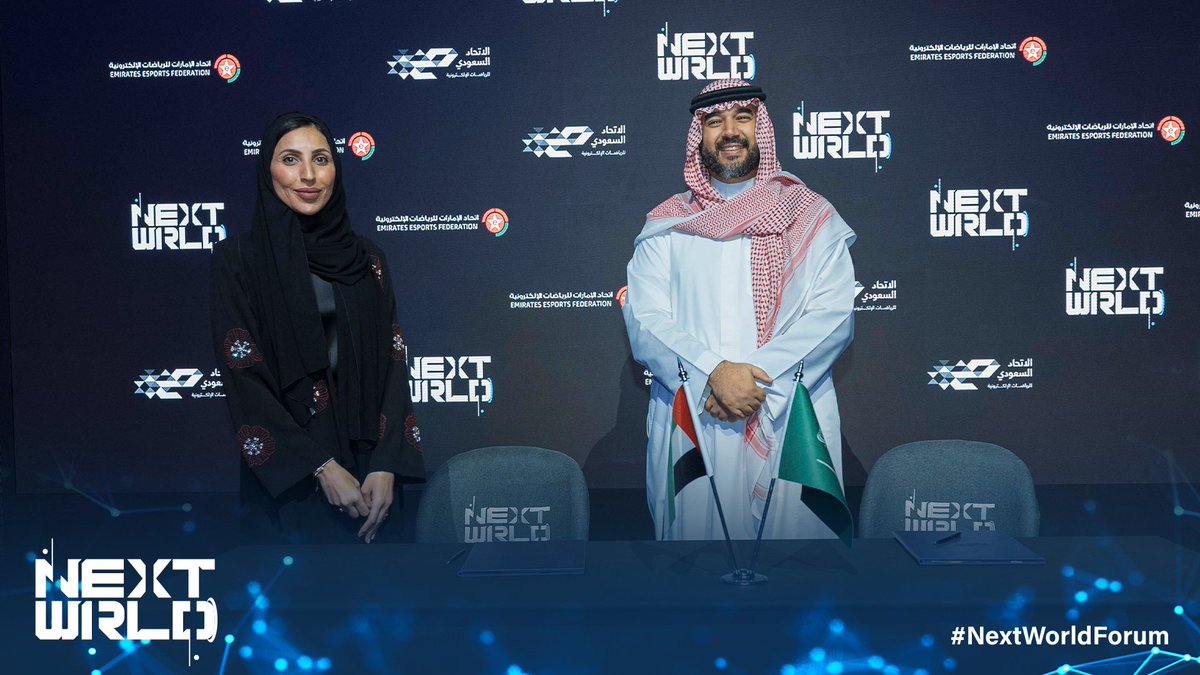 Joining Forces for Progress: Proud to announce a partnership between Saudi Esports Federation and Emirates Esports Federation at #NextWorldForum. Together, we're committed to driving positive change through collaboration and innovation.