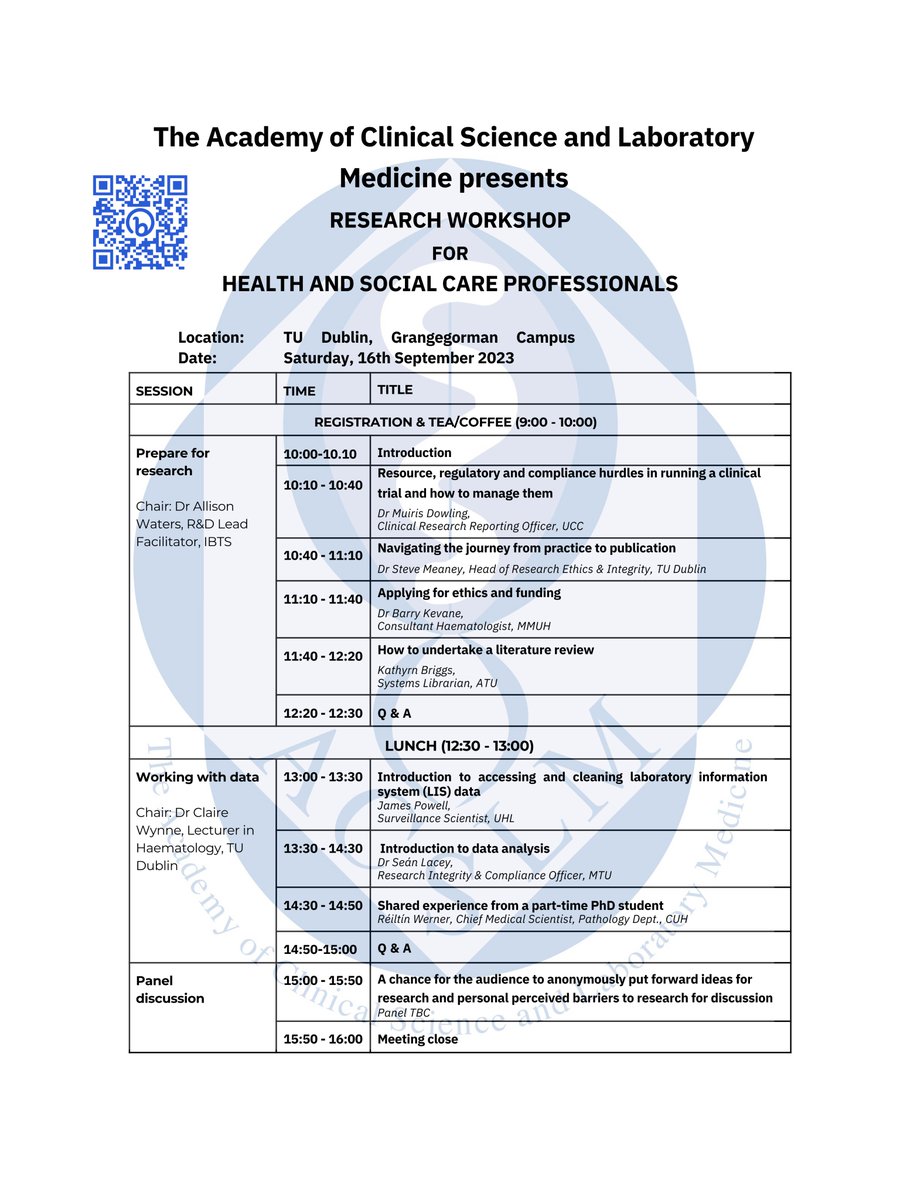 Academy of Clinical Science & Laboratory Medicine (@acslm1) on Twitter photo Calling all #medicalscientists #researchers and #scientists. Early bird registration for <a href="/ACSLM1/">Academy of Clinical Science & Laboratory Medicine</a> Research Workshop closes September 1st.
A great #CPD opportunity. <a href="/WeHSCPs/">National HSCP Office, HSE</a> <a href="/MedLabAssoc/">MLSA</a>
<a href="/ACSLM_CPD/">ACSLM CPD Officer: Leo Mulvany</a> Calling all #medicalscientists #researchers and #scientists. Early bird registration for <a href="/ACSLM1/">Academy of Clinical Science & Laboratory Medicine</a> Research Workshop closes September 1st.
A great #CPD opportunity. <a href="/WeHSCPs/">National HSCP Office, HSE</a> <a href="/MedLabAssoc/">MLSA</a>
<a href="/ACSLM_CPD/">ACSLM CPD Officer: Leo Mulvany</a>