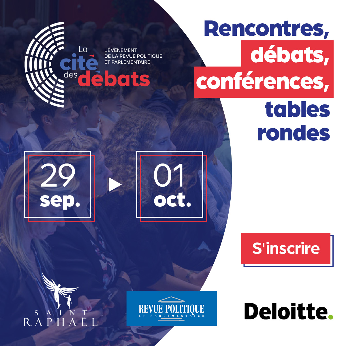 Fier de s'associer pour la 3e année avec la <a href="/RevuePol/">Revue Politique</a> et la <a href="/VilleStRaphael/">Ville de Saint-Raphaël</a> pour la <a href="/Citedesdebats/">La Cité des débats</a> sur le thème : "Le pouvoir, le savoir et la démocratie"

Un espace d'échanges privilégié entre politiques, intellectuels, acteurs économiques et associatifs.
🗓️💬 #CitéDesDébats2023