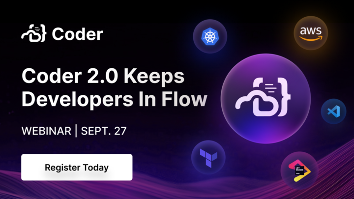 coderhq's tweet photo. 👋 Say hello to Coder 2.0 and uncover insights on how to level up your #coding efficiency! Join us 📆 September 27 and explore exciting updates, tips on improving developer productivity, new integrations and so much more! https://t.co/qNAfltqhHC https://t.co/B5CQLXqXXW