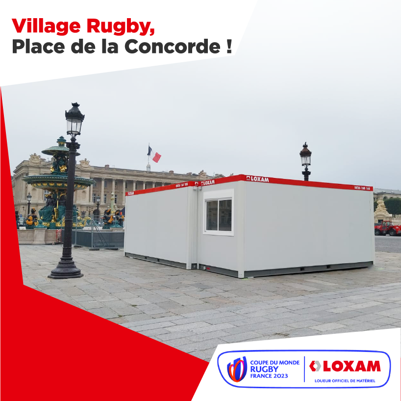 GroupeLOXAM's tweet photo. [Village Rugby World Cup France 2023 ! 🏉] Loxam est fier en tant que Loueur Officiel de participer à l’installation du Village Rugby de Paris place de la Concorde ! ​

RDV le 8 septembre, pour le coup d'envoi !🤝 ​

Ville de Paris @France2023
#Loxam #RWC2023 #GESI #LoxamModule https://t.co/m4Kiin2sem