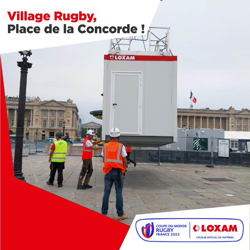 GroupeLOXAM's tweet photo. [Village Rugby World Cup France 2023 ! 🏉] Loxam est fier en tant que Loueur Officiel de participer à l’installation du Village Rugby de Paris place de la Concorde ! ​

RDV le 8 septembre, pour le coup d'envoi !🤝 ​

Ville de Paris @France2023
#Loxam #RWC2023 #GESI #LoxamModule https://t.co/m4Kiin2sem