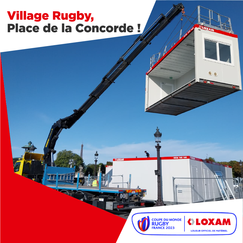 GroupeLOXAM's tweet photo. [Village Rugby World Cup France 2023 ! 🏉] Loxam est fier en tant que Loueur Officiel de participer à l’installation du Village Rugby de Paris place de la Concorde ! ​

RDV le 8 septembre, pour le coup d'envoi !🤝 ​

Ville de Paris @France2023
#Loxam #RWC2023 #GESI #LoxamModule https://t.co/m4Kiin2sem