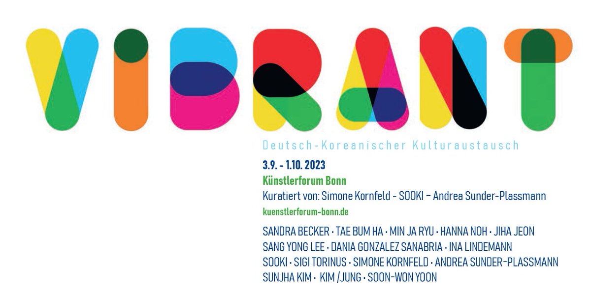 14 Künstler:innen setzen sich in der von Simone Kornfeld, SOOKI und Andrea Sunder-Plassmann kuratierten #Ausstellung VIBRANT mit der Vereinbarkeit von Leben und Nachhaltigkeit auseinander. Die Ausstellung läuft vom 3.9. bis 1.10. im Künstlerforum Bonn.