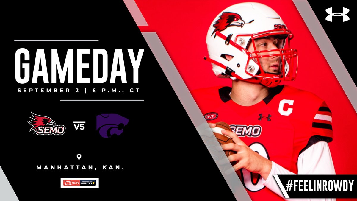 SEMOfootball's tweet photo. The 119th season of Southeast Missouri football starts TONIGHT. #11 SEMO is at #16 Kansas State for a 6 p.m., CT matchup under the lights. #FeelinRowdy
Listen: https://t.co/aVfZnexibF
Watch: https://t.co/nGhqY4z4lK
Live Stats: https://t.co/ZCYTo0jVvi https://t.co/wFkCy0GGdr
