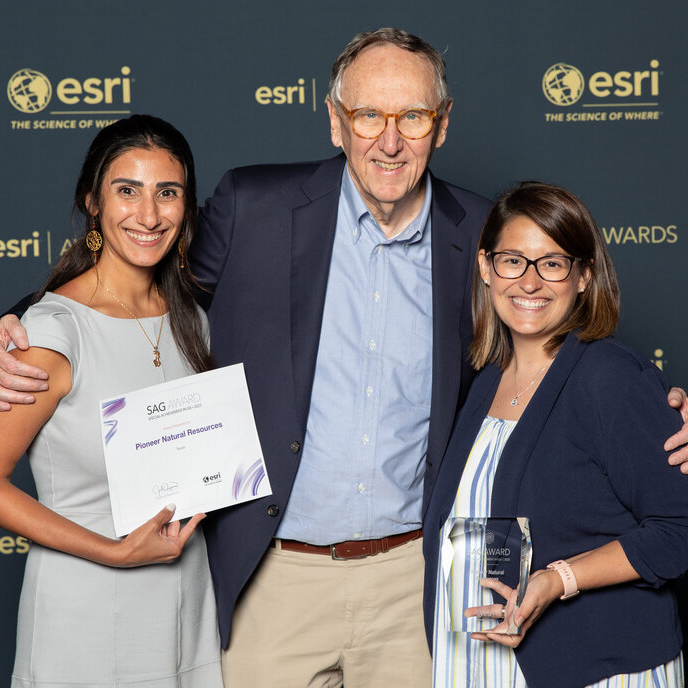 We received the <a href="/Esri/">Esri</a> Special Achievement in GIS Award for our Geographic Information Systems (GIS) Velocity, a tool that uses real-time data to see how much time is spent in the field &amp; help enhance efficiency. Thanks to <a href="/jackdangermond/">jackdangermond</a> for selecting Pioneer! #PioneerProud