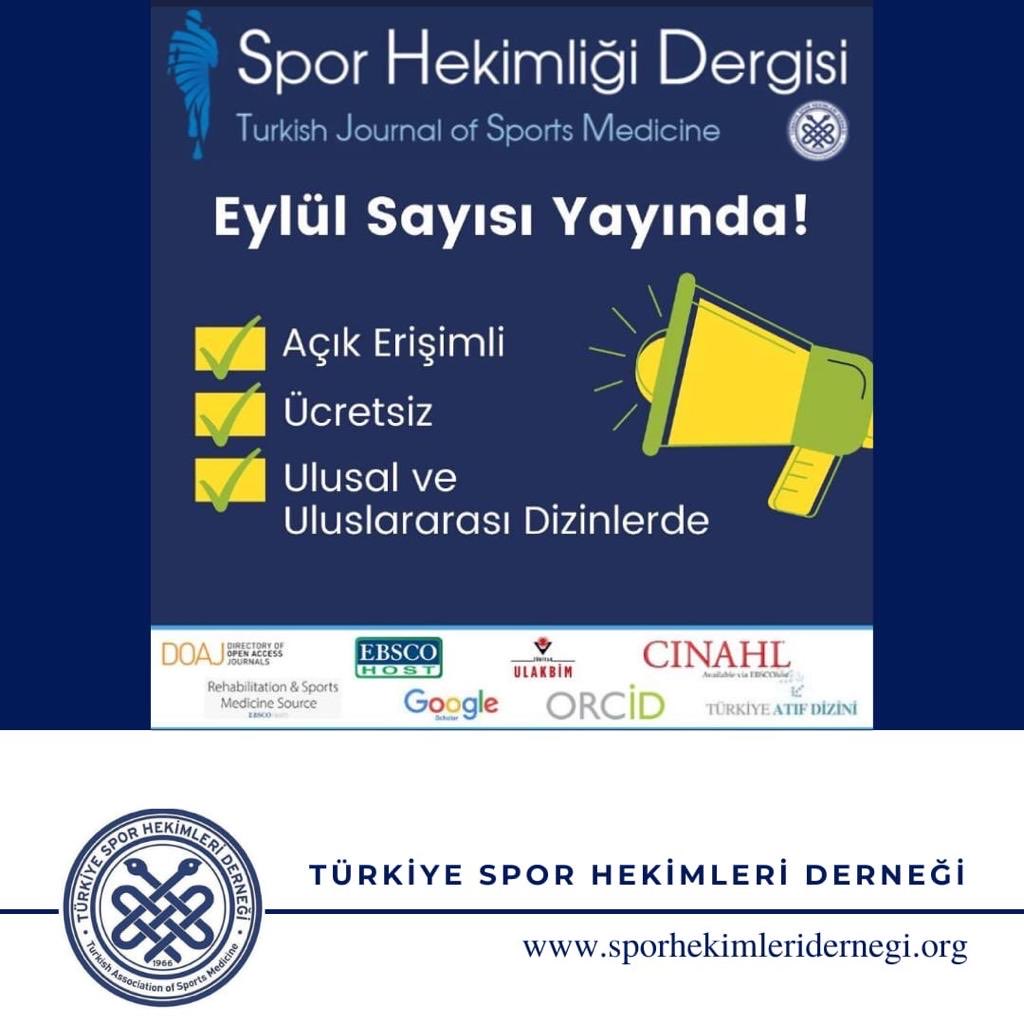 #sportsmedicine #sporhekimligi #medicaljournal #sportsmedicinejournal #tjsm #sportsinjury #sports #turkishmedicaljournal #journal September issue is on the web site  

journalofsportsmedicine.org