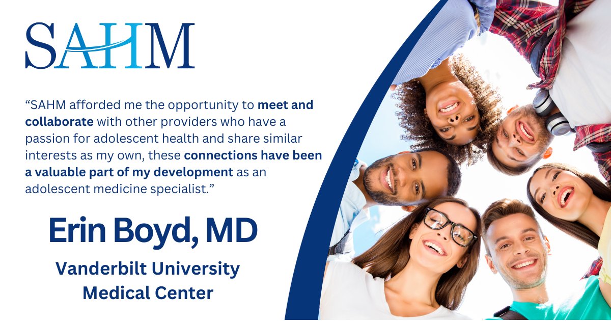 SAHM Headquarters (@sahmtweets) on Twitter photo Make valuable connections, as you meet & collaborate with other #AdolescentHealth professionals who share your passion. Join SAHM & be part of a multi-disciplinary community of over 1,000 members: bit.ly/3OOxAr9
<a href="/VUMChealth/">Vanderbilt Health</a>
#AdolescentMedicine Make valuable connections, as you meet & collaborate with other #AdolescentHealth professionals who share your passion. Join SAHM & be part of a multi-disciplinary community of over 1,000 members: bit.ly/3OOxAr9
<a href="/VUMChealth/">Vanderbilt Health</a>
#AdolescentMedicine