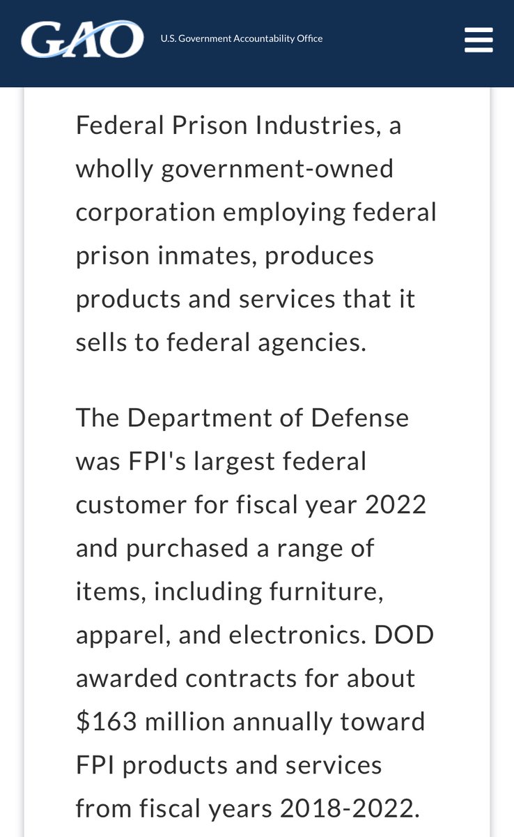 davidsirota's tweet photo. What stage of capitalism is it when the military-industrial complex is relying on prison labor? https://t.co/4s41aIRheZ