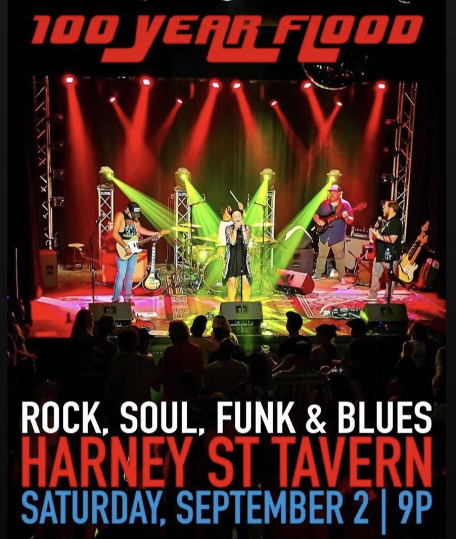 100 Year Flood from Durango, CO playing Funk/Soul/Blues/Rock. Sat Sep 2nd, 9pm, NO COVER