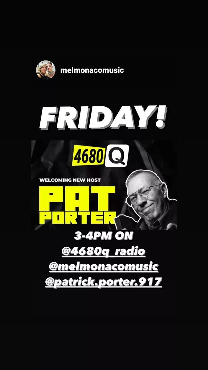 FRIDAY, September 1st <a href="/melmonacomusic/">Mel Monaco</a> In-Studio! #PatPorterShow <a href="/q_4680/">4680 Q Radio</a> Happy #LabourDay #RealRadio