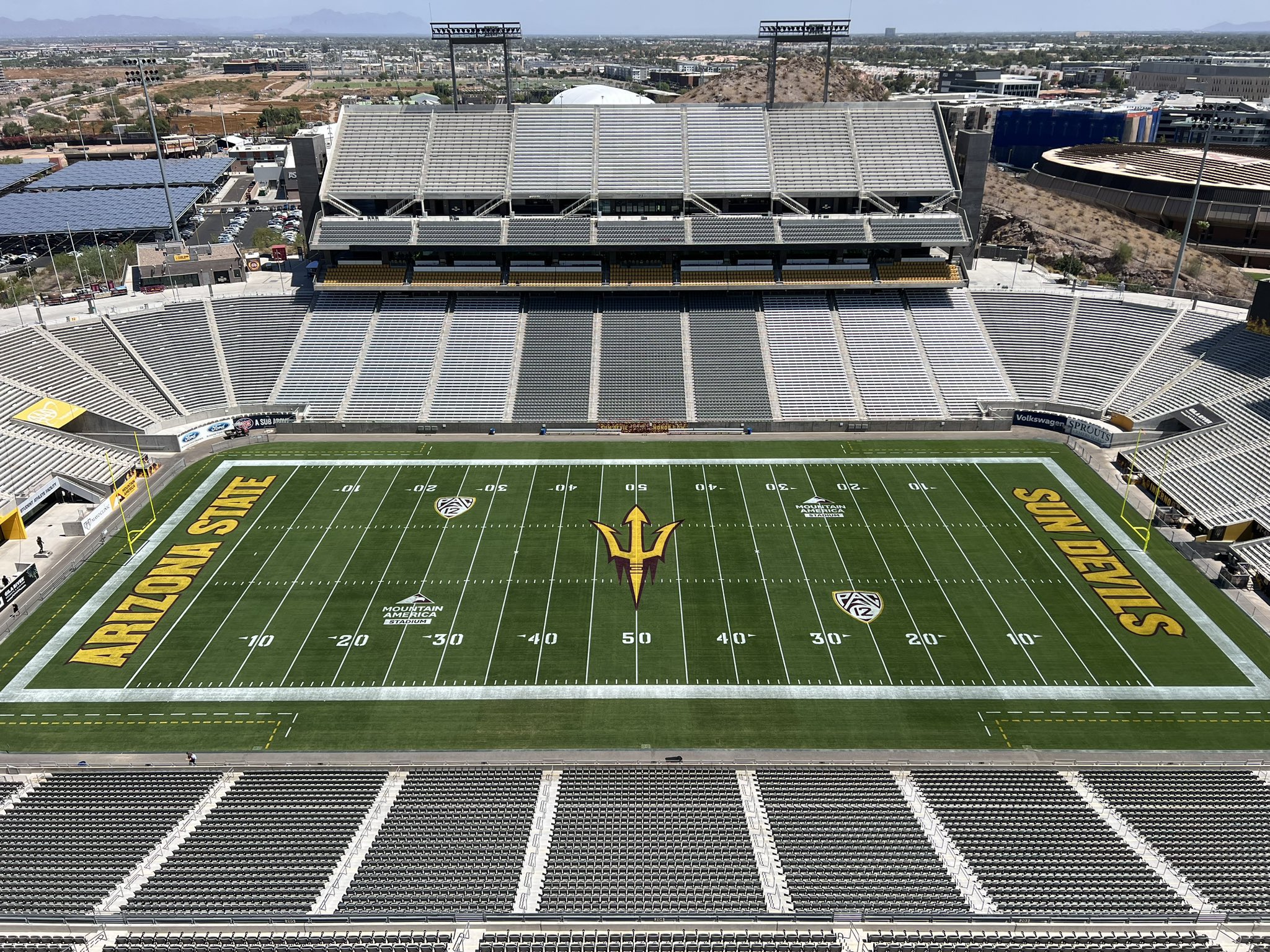 An aerial view of Sun Devil Stadium on the campus of Arizona State