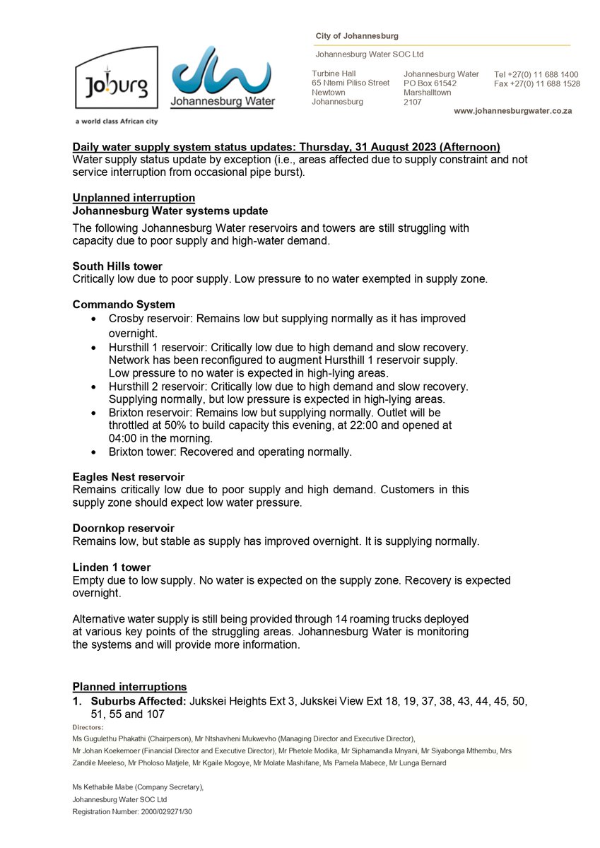 Johannesburg Water tweet media