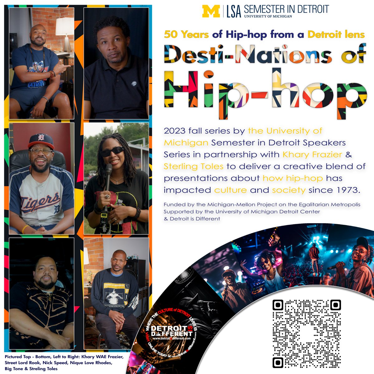 Detroiters Speak Returns This Fall! Learn about Detroit's pivotal role in Hip-Hop's 50 years of evolution. This is a one-credit minicourse that meets twice in Ann Arbor and four times in Detroit. Don't miss this opportunity! tinyurl.com/2s3sxcrb