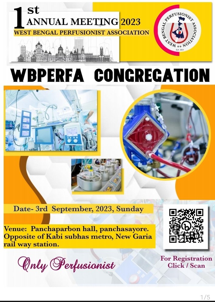 Perfusionist6's tweet photo. Please do register and participate in 1st Annual Meeting of WBPERFA 2023, West Bengal. https://t.co/dydJ7tzuru