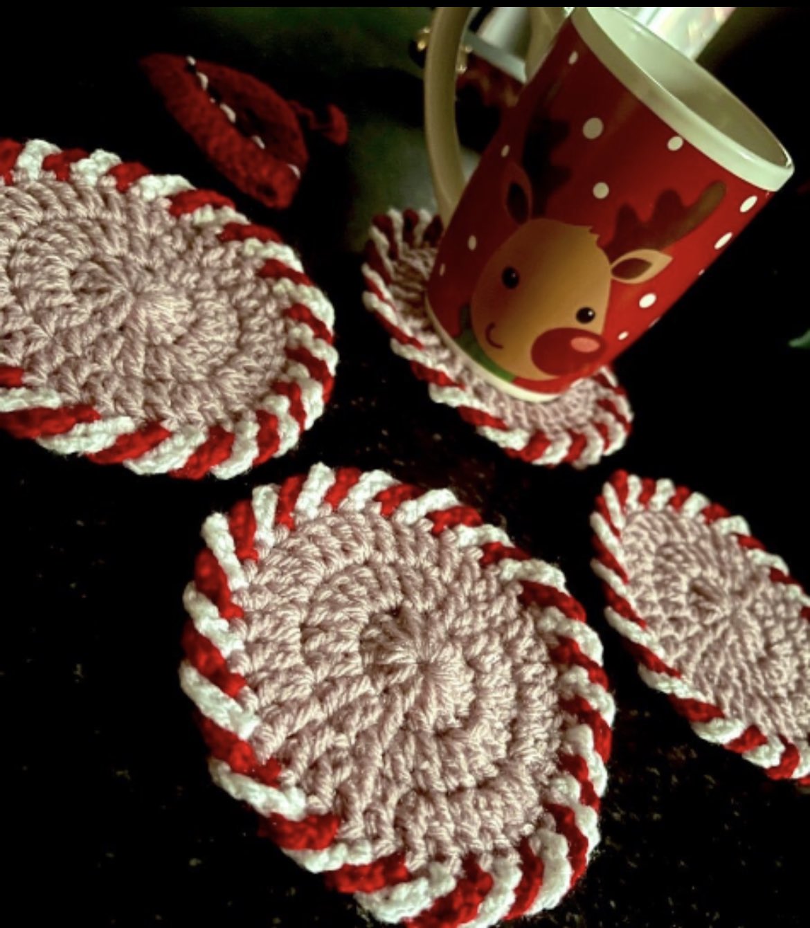 Crochet coasters Christmas pattern for beginners