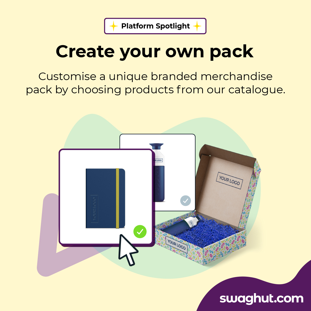 Although we offer pre-built swag packs, you can also start from scratch and pick and choose the products that best suit you 😌 Check out our full catalogue: bit.ly/3s06h5G

#swagpack #employeegifting #brandedmerch #custommade #merch