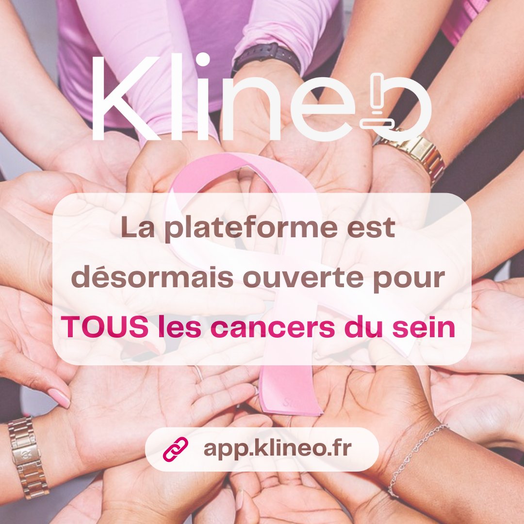 📣 Klineo s’ouvre désormais à tous les cancers du sein !

Patients et médecins, accédez à tous les essais cliniques dédiés aux cancers du sein en France en vous connectant dès maintenant sur app.klineo.fr 👈

#EssaisCliniques #CancerDuSein #Innovation