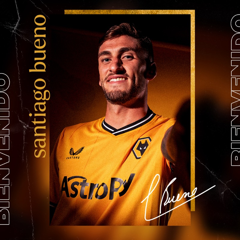 Wolves's tweet photo. Bolstering the backline! 👊

Introducing our 24-year-old Uruguayan international, Santiago Bueno 🇺🇾