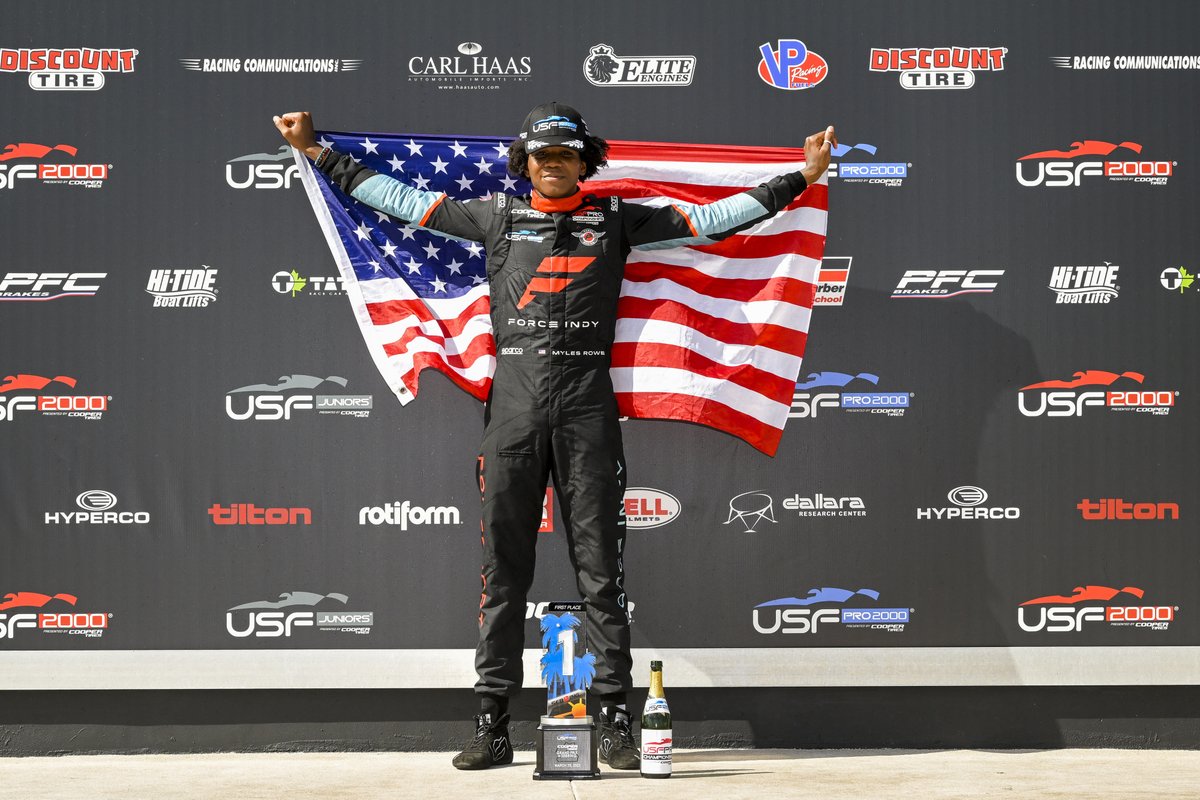 #99 Force Indy driver, Myles Rowe (@oceanbymr), has stunning back-to-back wins at the USF Pro 2000 Cooper Tires Grand Prix of Sebring.

#99 #forceindy #usfpro2000 #indycar #coopertires #openwheel #racing #sebring