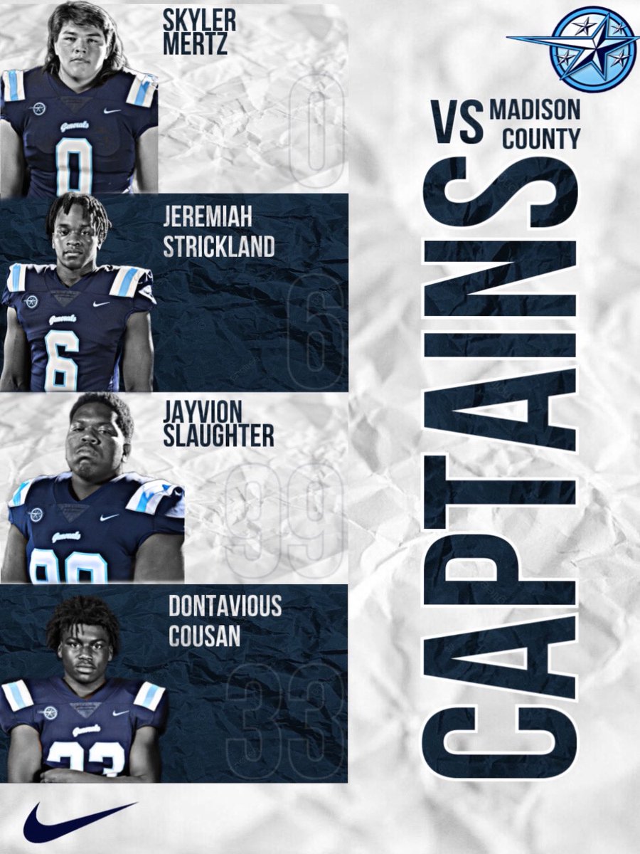 #GAMEDAY #CAPTAINS 
Skyler Mertz
Jeremiah Strickland 
Jayvion Slaughter 
Dontavious Cousan

#FamiLEE
#StrongTogether
#1and0
#DAWG
