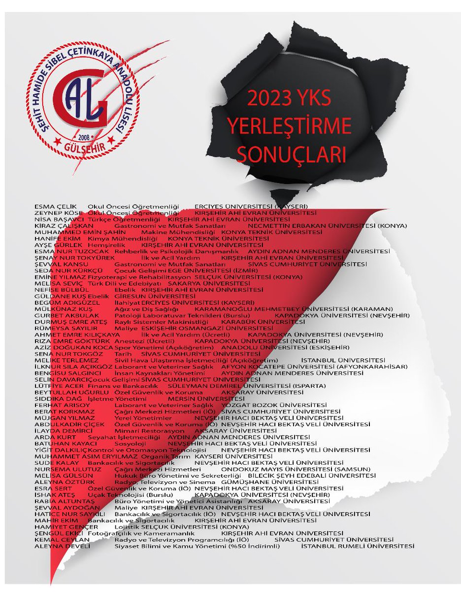 2023 YKS Sonuçları 
Öğrenci, öğretmen ve velilerimizi tebrik ederiz.
<a href="/nevsehirmem/">Nevşehir İl Millî Eğitim Müdürlüğü</a> 
<a href="/GulsehirKYMK/">GülşehirKaymakamlığı</a>
<a href="/GulsehirM/">Gülşehir İlçe MEM</a>