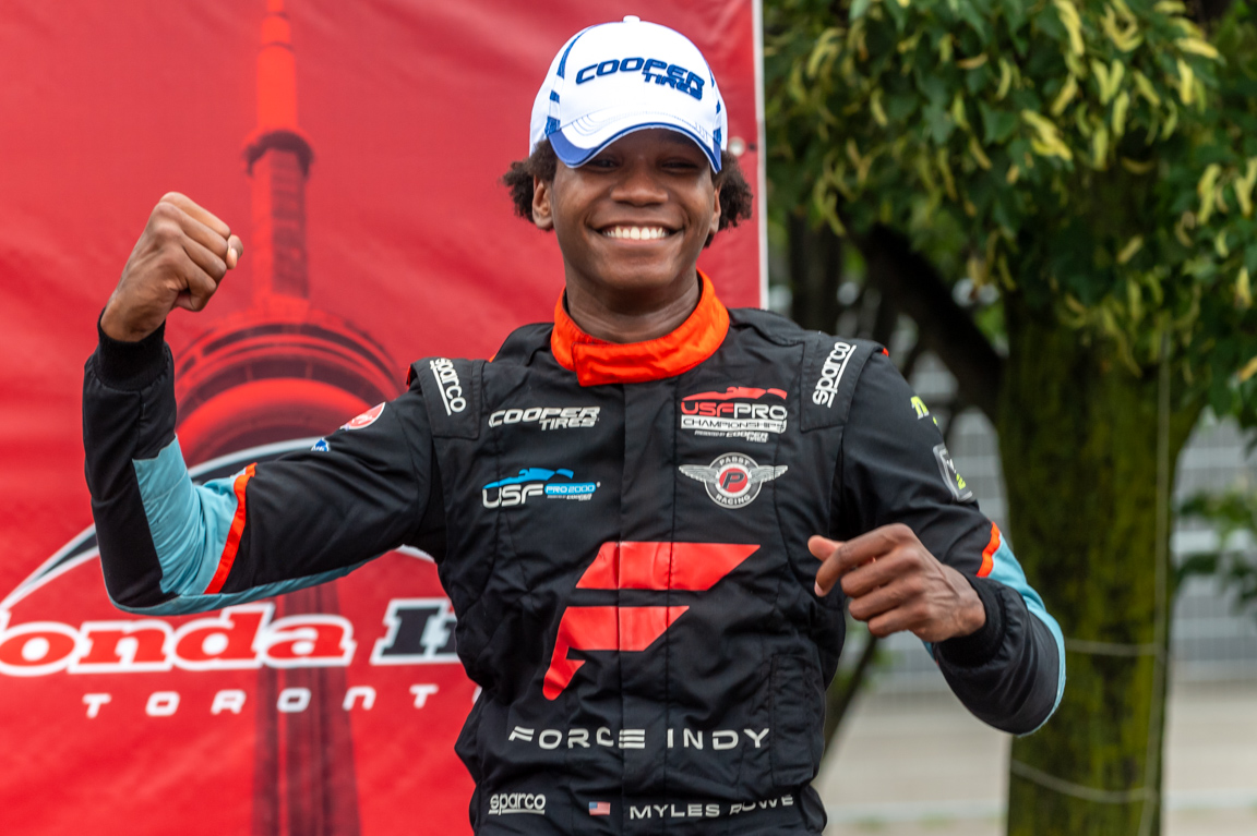 With a top 10 finish and first place podium for the weekend, #99 Force Indy driver, Myles Rowe (@oceanbymr) gains an 81 point series lead at the USF Pro 2000 Streets of Toronto. 

#99 #forceindy #usfpro2000 #indycar #coopertires #openwheel #racing #toronto