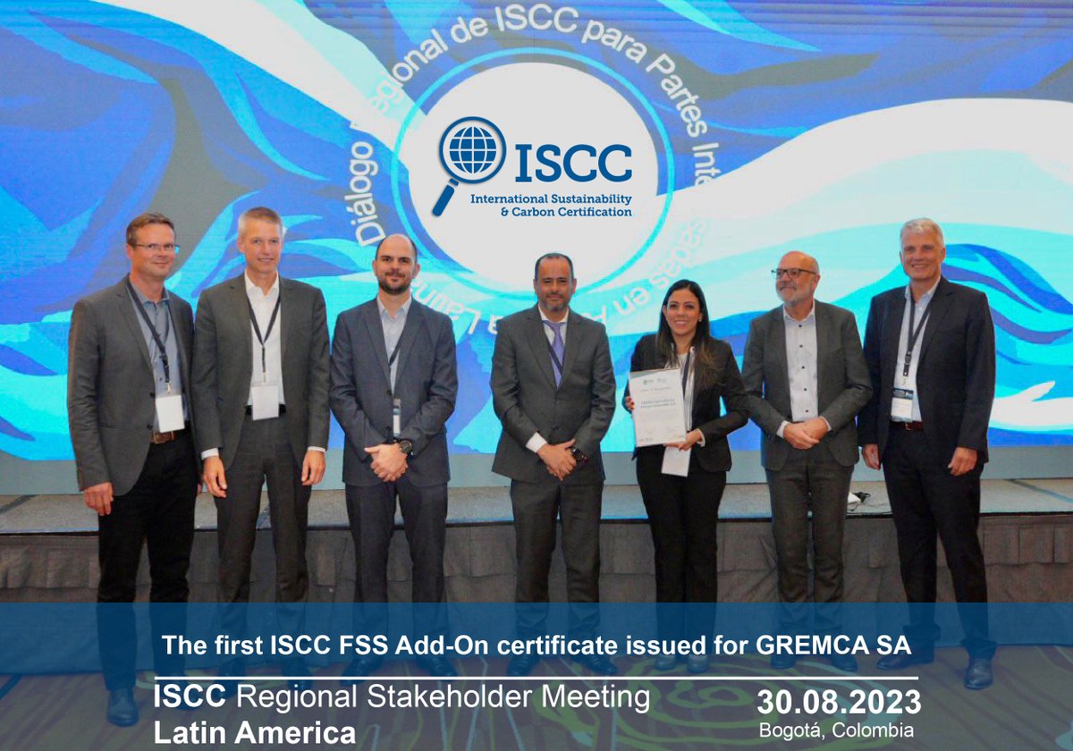 One of the most exciting moments during our #ISCC Regional Stakeholder Meeting in #LatinAmerica was the ceremony around our First ISCC #FSS Add-On Certificate! Issued for #GREMCA SA #ISCC #FSS #Foodsecurity #humanrights #SDGs #UN #NoHunger #global #ISCC #MEO #GRAS #agriculture
