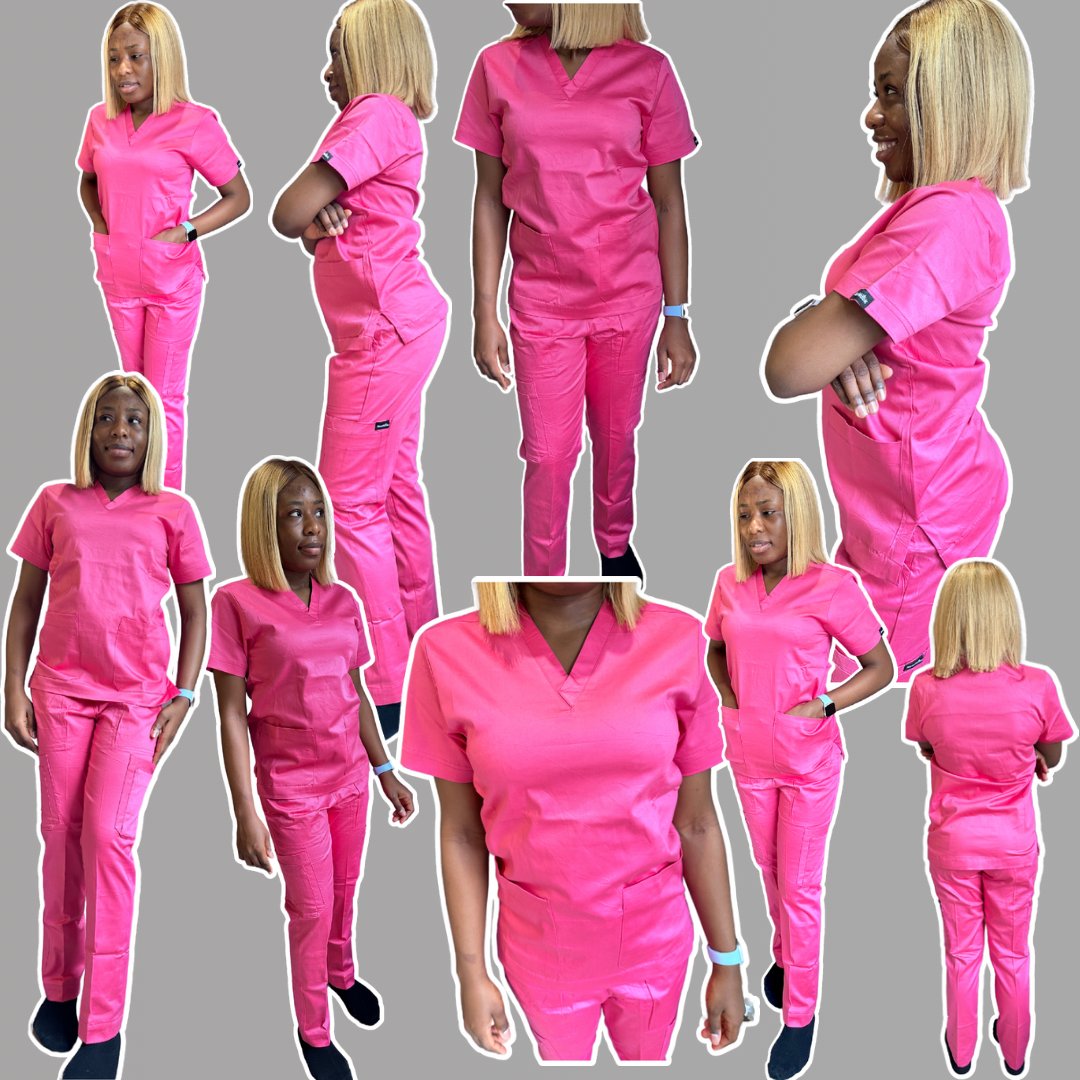 We love Pink 🩷🩷🩷🩷 and we are sure you do too.

Get this perfectly crafted pink scrubs in any size S, M, L, XL, XXL.

Price: 13,500 - 16,500 naira✨✨✨✨

#pinkscrubs #PremiumQuality #pinkperfection #NigeriaHealthcare #NigerianMedPros #NigerianNurses #MedicalDoctors