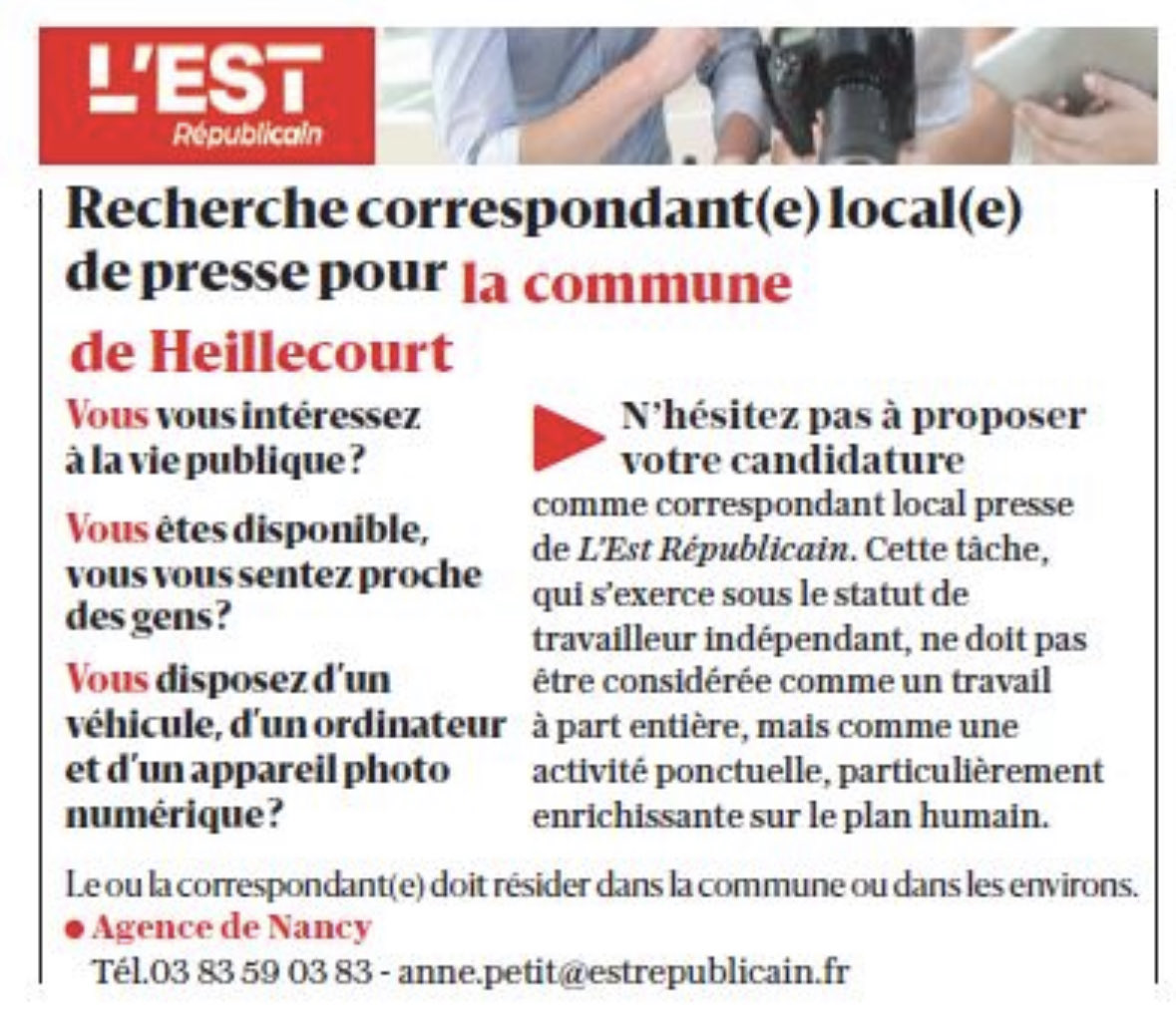 🚨🚨🚨Le #journal de #Nancy ⁦@LEstRepNancy⁩ recherche… 
#presse #pqr #job indépendant #Heillecourt