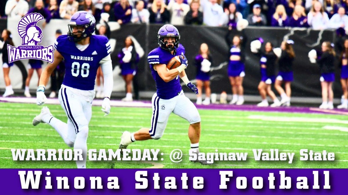WinonaStateATH's tweet photo. Winona State Football || @WinonaState_FB will open 2023 at Saginaw Valley State today at 6pm EST/5pm CST.  Go Warriors! 

More at: https://t.co/oCfexjaDJN
#WSUWarriorProud #GraduateChampions @Coach_Bergy https://t.co/CO5mAlKyAK
