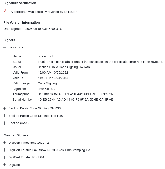 malwrhunterteam's tweet photo. "CertificateInstall.exe": e618fbe8b24145183667669f26219ff68df703846e48ec6ab6628e6e73f47655
@1ZRR4H https://t.co/VVtm6TSqpq