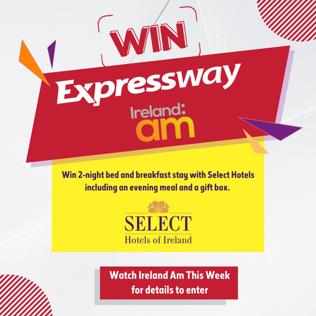 ExpresswayIRE's tweet photo. Exciting news! We've partnered with @irelandamtv3 to bring you an amazing prize giveaway in collaboration with @SelectHotels. Tune in to Ireland AM this week to find out how you can enter and win. Stay tuned!!
#MyExpressway #ExpresswayCompetition #Freetravelpass https://t.co/jPhsh1Rzsi