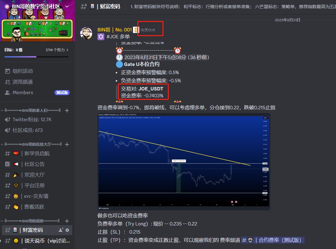 laban_li's tweet photo. #JOE，社区全新开发的资金负费率提示系统，这个也太好用了，看到JOE资金负费率绝对值突然拉高到-0.7%，然后马上在社区安排一个多单，发的时候0.25，现在已经0.36了，又可以多单盈利，又可以吃高费率，简直不要太幸福，想体验该系统的方法很简单，只需要点赞转发回复“BIN社区YYDS”，前五名三连的小伙伴直接拉进社区体验我们的AI系统，先到先得哈，后面三连的小伙伴先抽取五名免费试用资格，感谢大家的支持

#BTC #ETH #ARB #LDO #OP #SSV #DOGE #BNB #Crypto #Giveaway