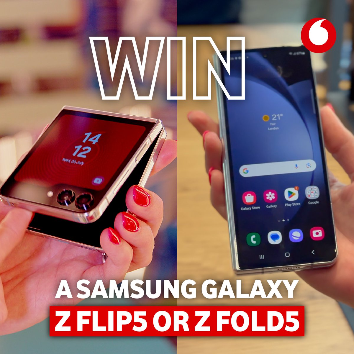WIN a Samsung Galaxy Z Flip5 or Z Fold5 and #JoinTheFlipSide 🤩

Comment below telling us if you’re #TeamFlip or #TeamFold for your chance to win 👇

Ts&amp;Cs: vodafone.uk/FlipOrFold