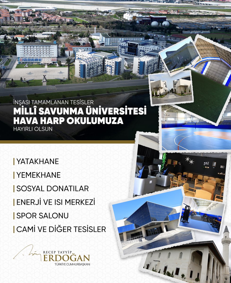 Bugün mezuniyet töreni vesilesiyle açılışını yaptığımız tesislerin Hava Harp Okulumuza hayırlı olmasını diliyorum. Millî Savunma Üniversitemizin değerli rektörüne ve yöneticilerine hem mezun olan öğrencilerimiz hem de okulumuza kazandırdıkları tesisler için teşekkür ediyorum.