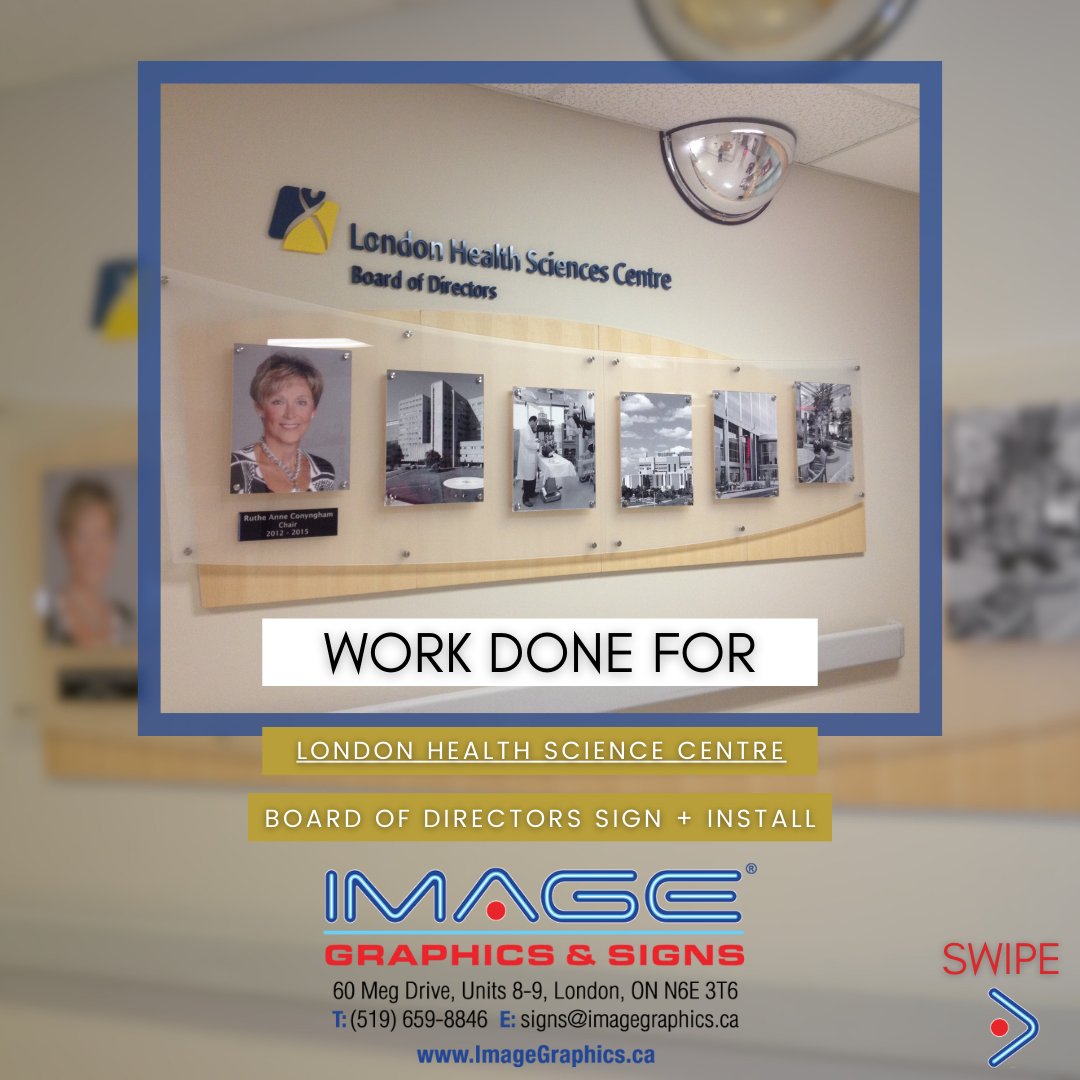 imagegraphics93's tweet photo. 👀Take a look this sign done for 👩‍⚕️London Health Science Centre.

We had the pleasure of being crafting their very own Board of Directors sign 

With stand off lettering for the title and logo. Incorporating steel 🔩stand-offs on all photos and signs. Contact us today! https://t.co/jIUOVf23QG