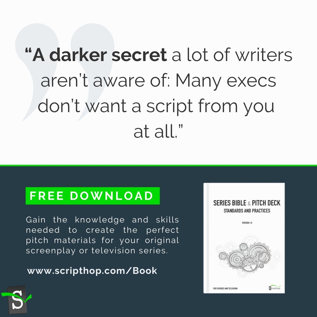 ScriptHop's tweet photo. Starting our Thursday with an industry truth about why series bibles and pitch decks are needed alongside your #script.
#ScriptHopBook https://t.co/iJNqZTepWK
