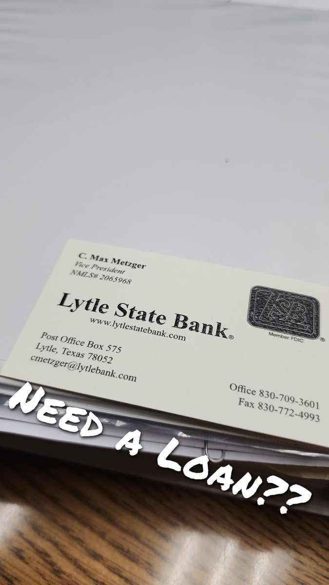 SouthTejas1984's tweet image. Lytle State Bank!! 

They help me get GREAT RATES on Vehicles for customers and also do personal loans!

Go see Max or Randy Garcia today!