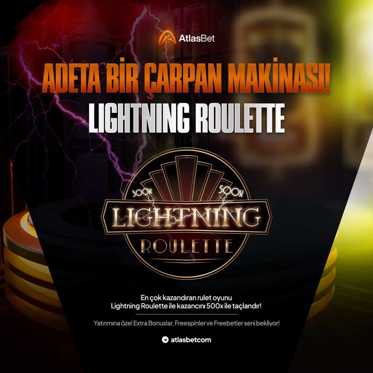 💲 Lightning Roulette 💲 ➡️ Adeta bir çarpan makinası! 🚨 En çok kazandıran rulet oyunu Lightning Roulette ile kazancını 500x ile taçlandır! #atlasbet ⭐️btatls.live/giris