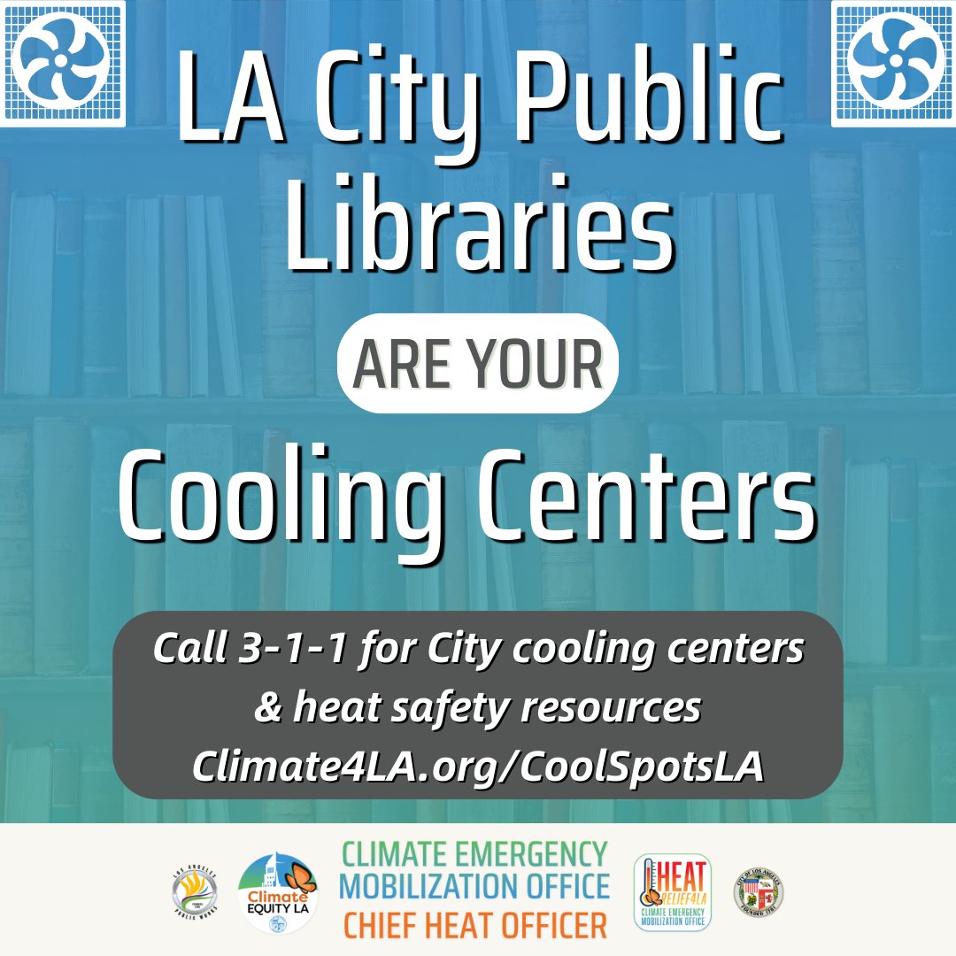 Get ready for record-breaking heat waves! Stay cool by planning. Find your nearest cooling center and keep hydrated. Call 311 or visit our website for heat relief resources ➡️ Climate4LA.org/Heat #HeatRelief4LA #HeatSafeLA #ClimateEquityLA