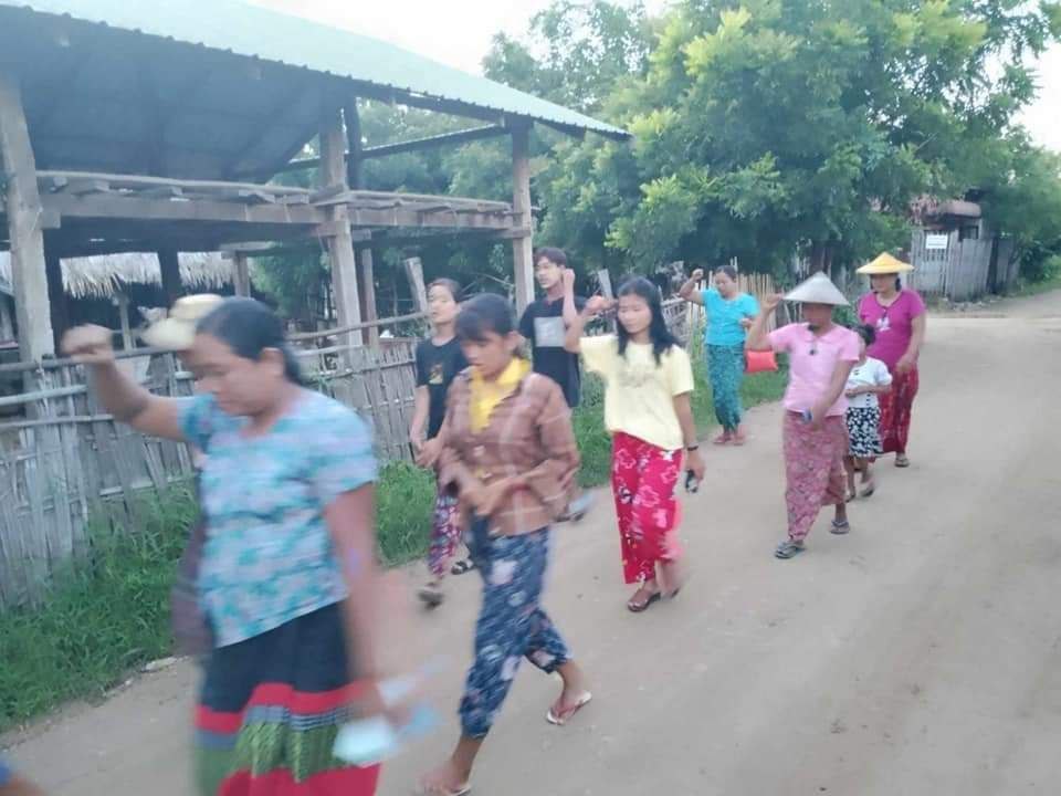 An anti-coup revolutionary protest somewhere in Sagaing region.  #2023Aug31Coup #WhatsHappeningInMyanmar